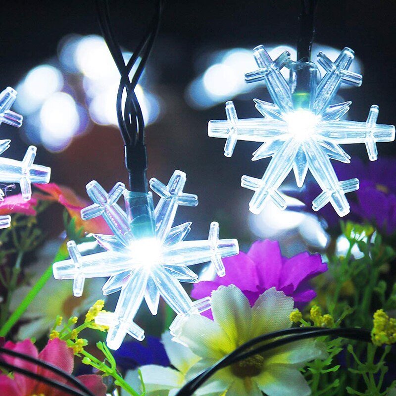 Solar Powered Snowflake 20 LED,30 LED,50 LED,100 LED String Lights,Romantic Decoration Fairy Light for Christmas, Outdoor Party