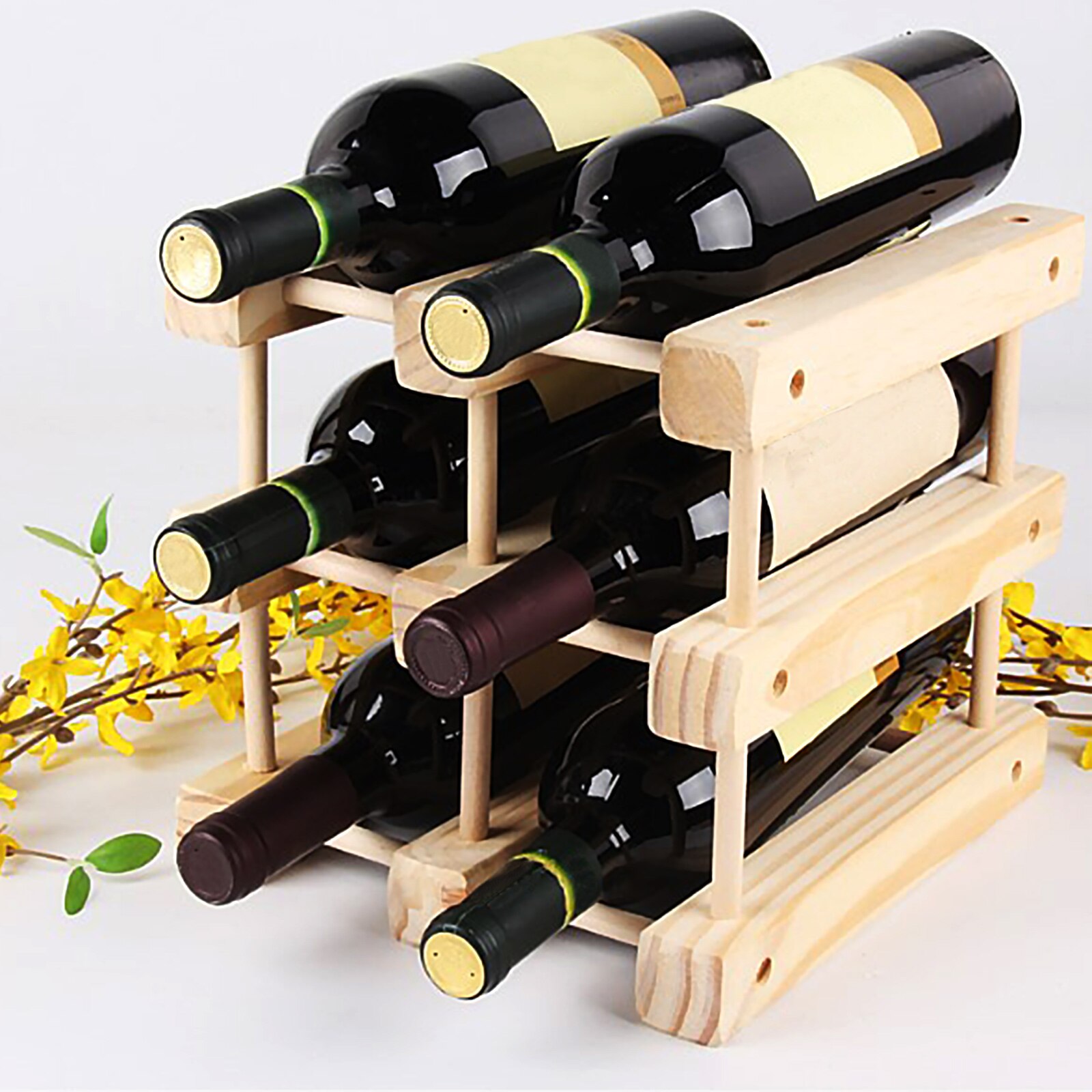 Wooden Wine Racks Bottle Cabinet Stand Holders Wood Shelf Organizer Storage For Retro Display Cabinet