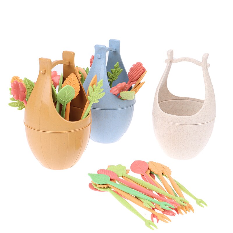 16 sztuk widelec robić owoców owoce wykałaczka obiad deser ciasto wybierać dla dzieci dekoracje na domowe przyjęcie beczki liści