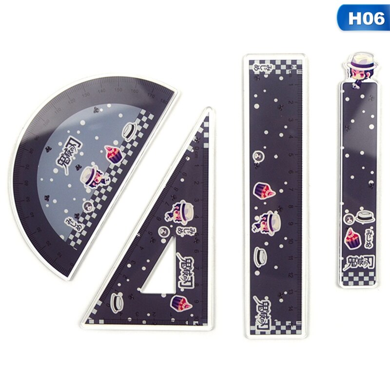 Regla de dibujo acrílico, 4 unidades por juego, regla triangular geométrica, transportador de enderezamiento, una variedad de reglas: H06