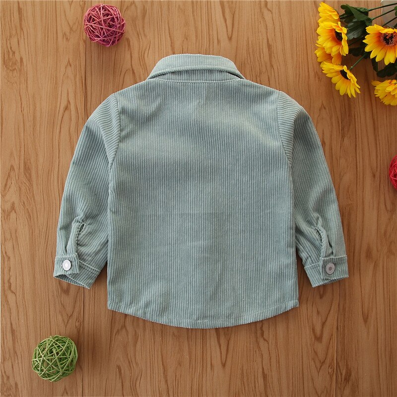 Corduroy Jackets Unisex Kids Baby Long Sleeve Stylish Pocket Lapel Solid Color Outfits Top 1 to 6 Years Children Spring Coats