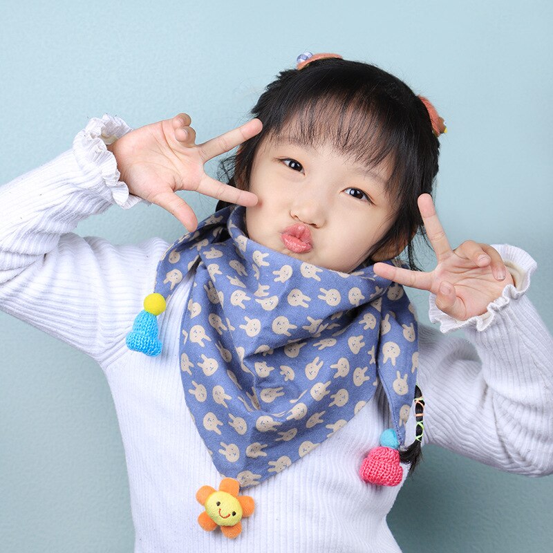 Sciarpa per bambina inverno autunno dolce stampa sciarpa per bambini sciarpa per bambini in cotone caldo antivento sciarpa a triangolo abbigliamento per bambini