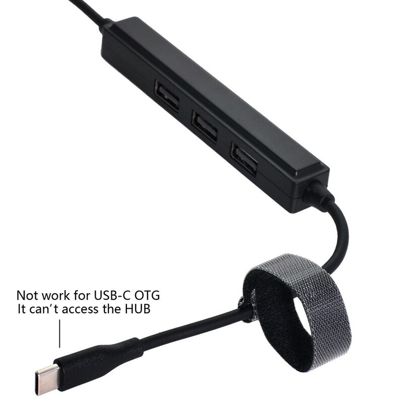 3 Ports USB HUB High Speed USB2.0 480Mbps USB Splitter Type-C Data Cable for Laptop Cell Phone Tablet