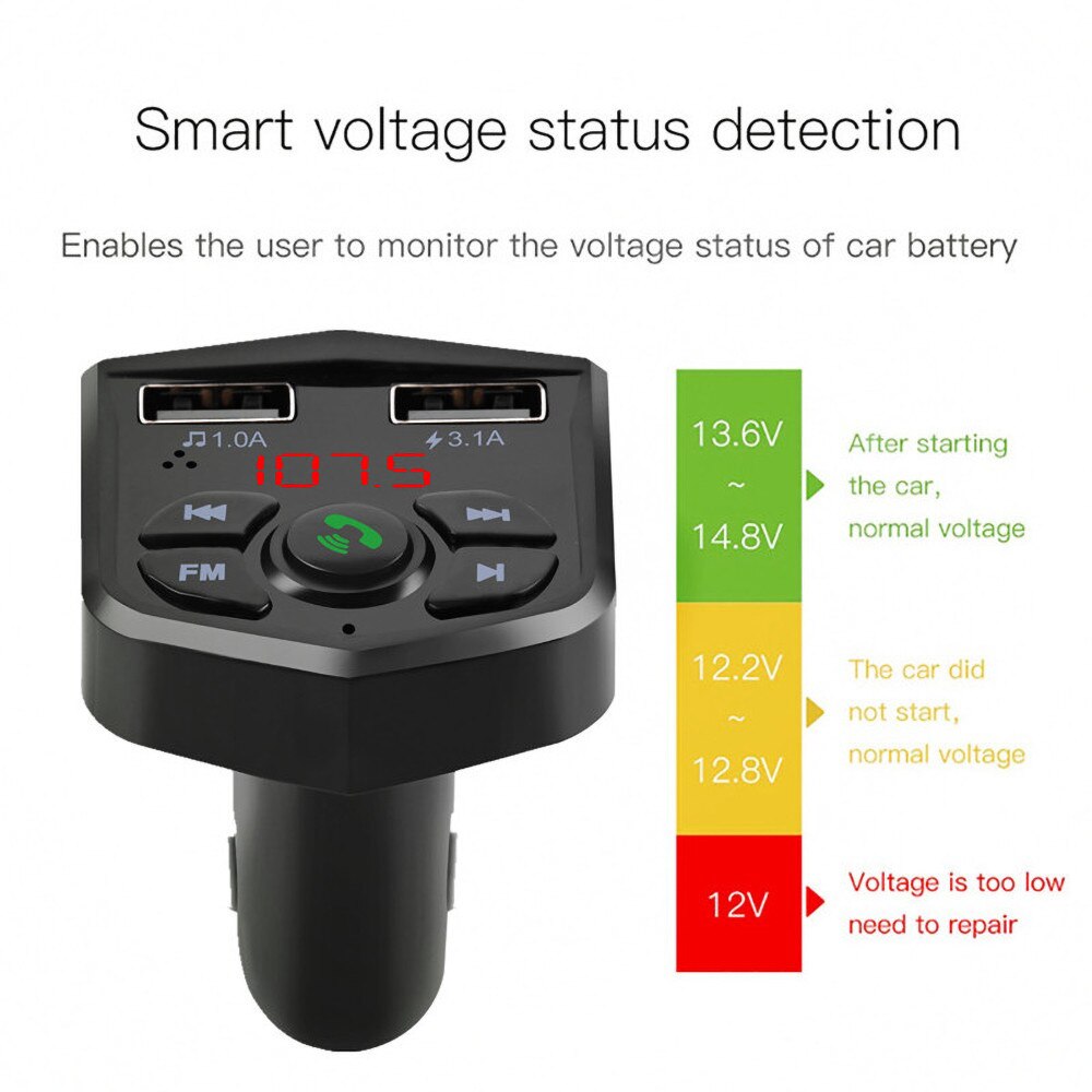 KEBIDU Car Kit Bluetooth 5.0 FM Transmitter Handsfree Calling LCD Wireless MP3 Player USB Charger 3.1A Car Accessories Charger