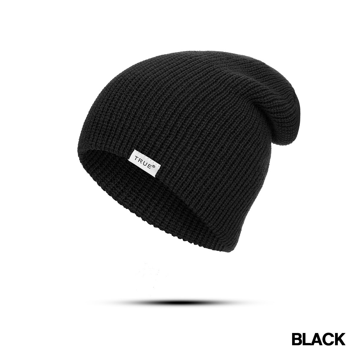 Urdiamond dames winter muts heren gebreide zachte muts effen kleur skullies mutsen warme jongens meisjes mutsen letter muts gorro: Zwart