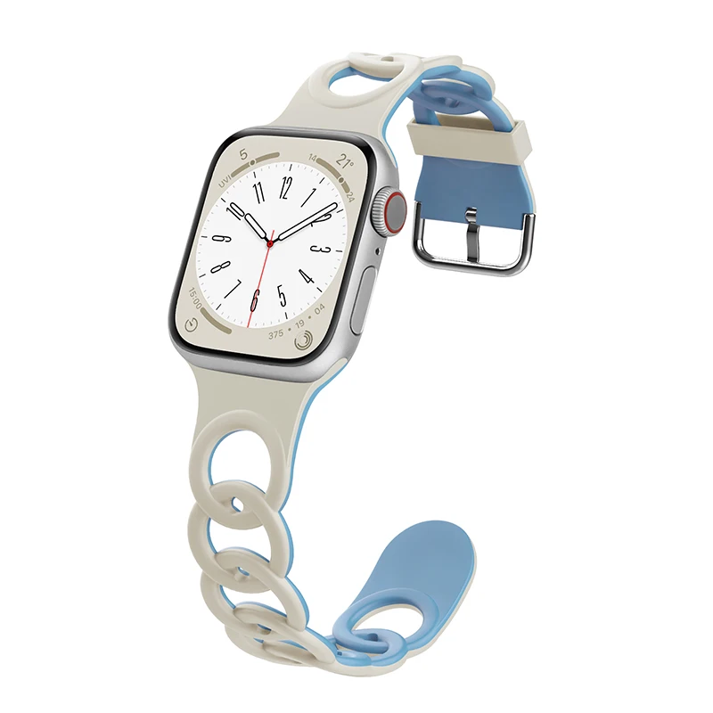 Pasek do Apple Watch Band Ultra 49mm 44mm 40mm 45 Mm 41mm 38mm 42mm Sportowa silikonowa bransoletka z pętlą IWatch Series 8 7 6 3: Białe światło Pin / 12mm