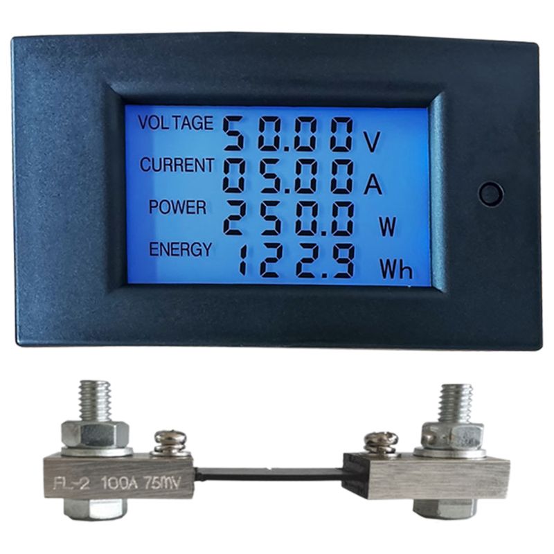 DC 100A 10kW Digital Wattmeter Power Panel Meter Monitor Power Energy Voltmeter