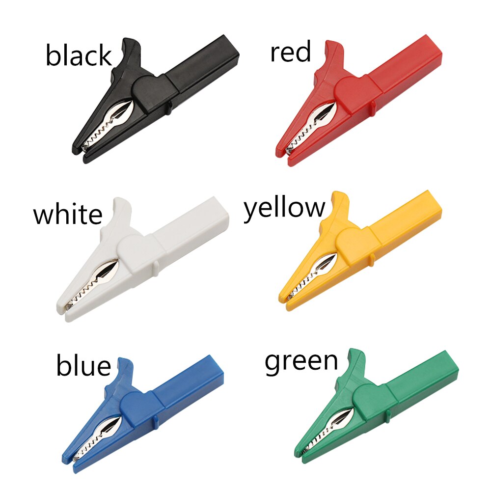 Multímetro de plástico con enchufe tipo Banana para coche, pinza de cocodrilo, sondas de Cable de colores, herramientas de prueba de batería, 55MM, 5 uds.