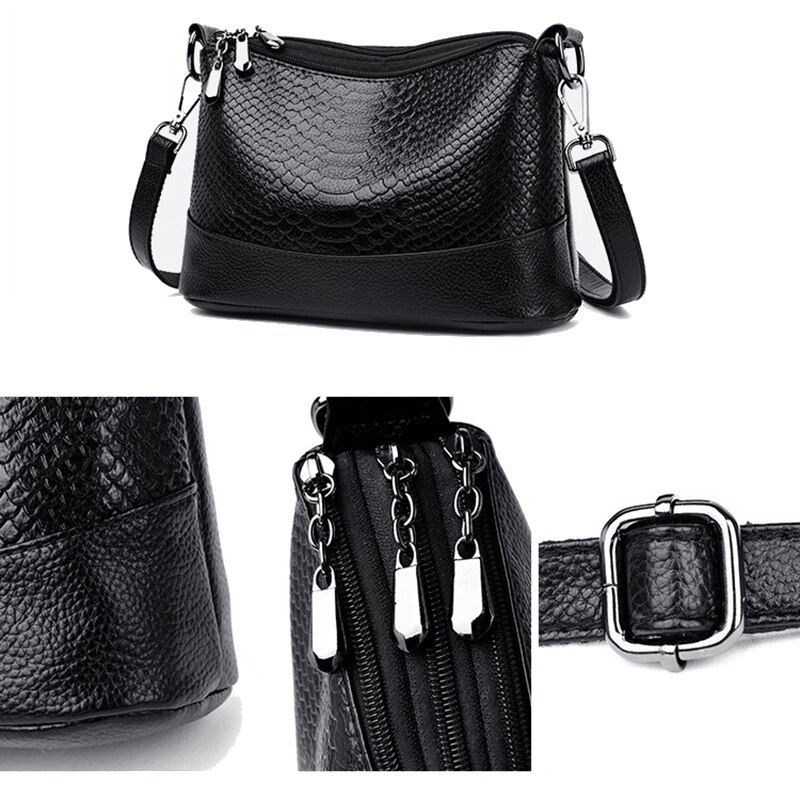 Women's Shoulder Bag Small Crocodile pattern Mother's Messenger Bags Lady Handbag Simple Female Crossbody Bag Black