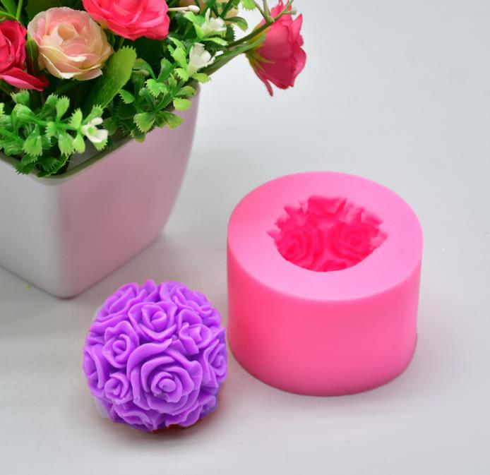 Handgemaakte Kaarsen Diy Siliconen Mal 3D Rose Ball Aromatherapie Wax Gips Mal Vorm Kaarsen Maken Levert