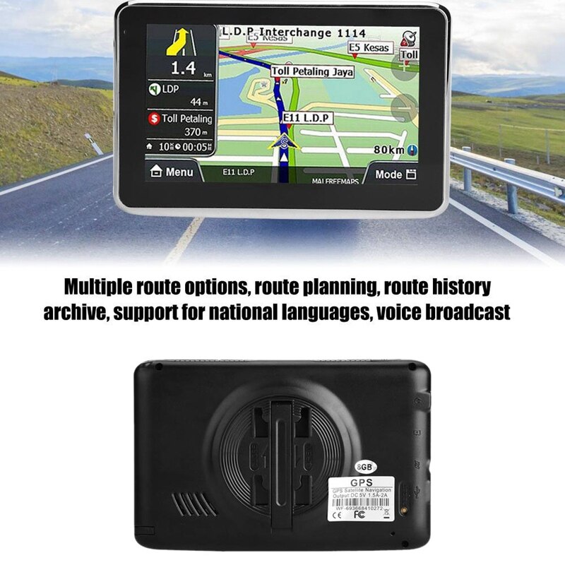5 tums bilnavigator gps kontaktskärmsnavigering röstnavigator 256mb 8gb mp3/mp4 fm