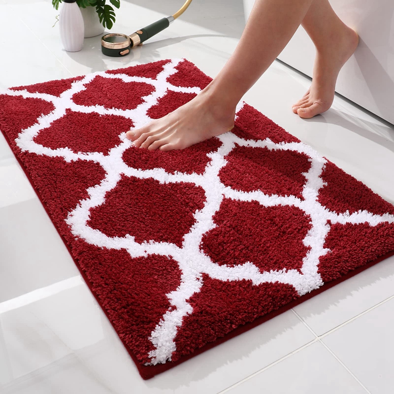 Olanly-alfombrilla de baño suave, alfombra de baño de microfibra súper absorbente, cinta antideslizante, alfombra de agua, suelo de ducha, alfombrillas de baño de lujo: Rojo / 1.700 mm x 2.400 mm