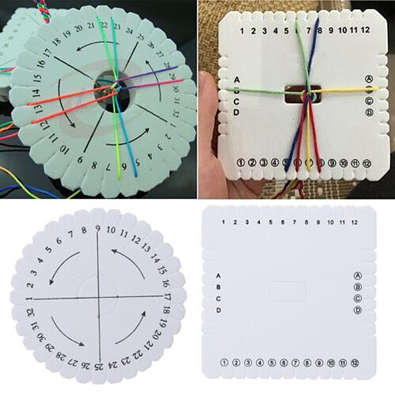 Disco de cordón de cuentas Kumihimo cuadrado redondo 2 uds/placa de trenzado de disco, tabla de espuma de joyas trenzadas DIY para hacer manualidades hechas a mano