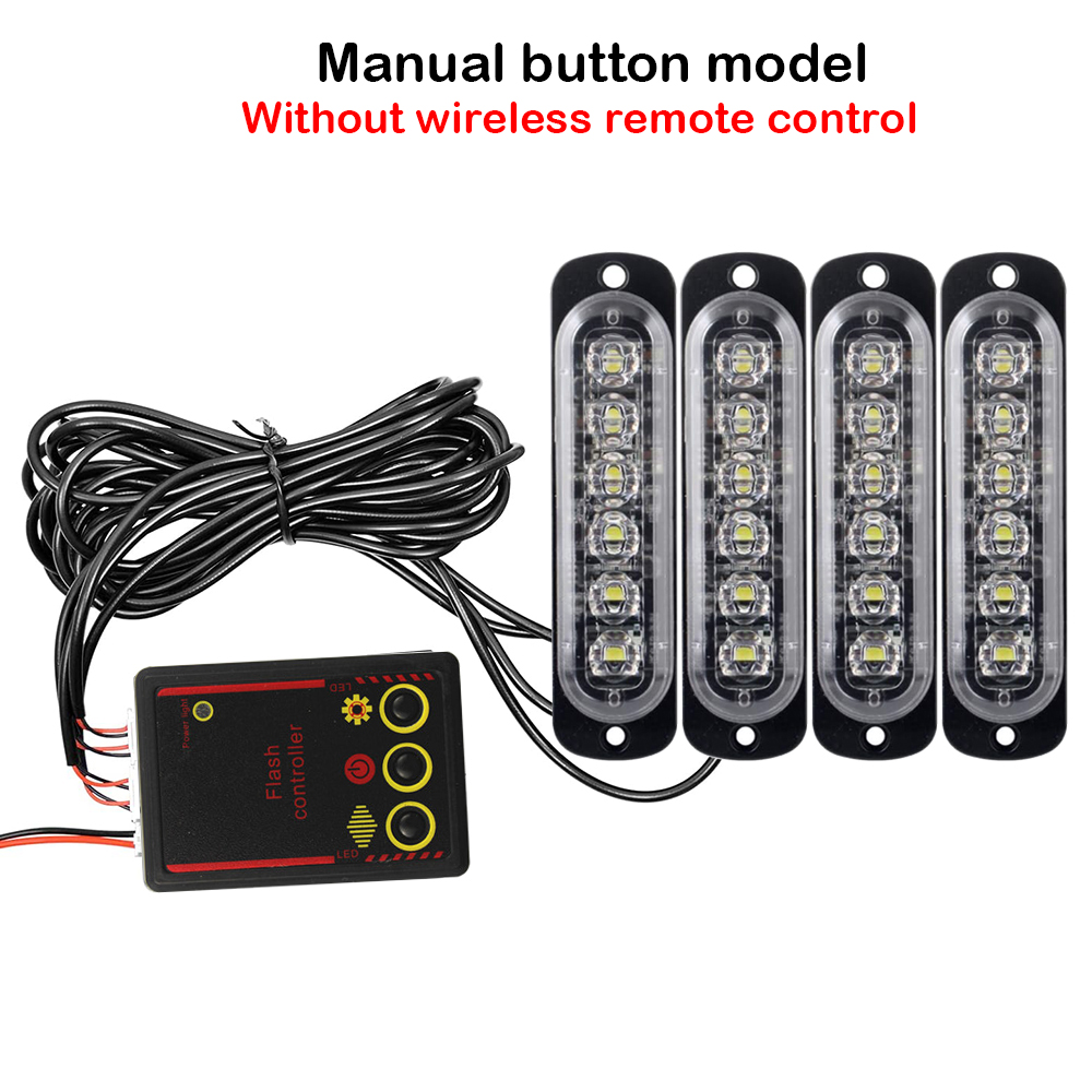 Kølergrill led-lys strobe rav nødblink fjernbetjening trådløs betjening blinksignal brandmandsblink advarselslampe 12v 24v: Dyb blå / 5000k