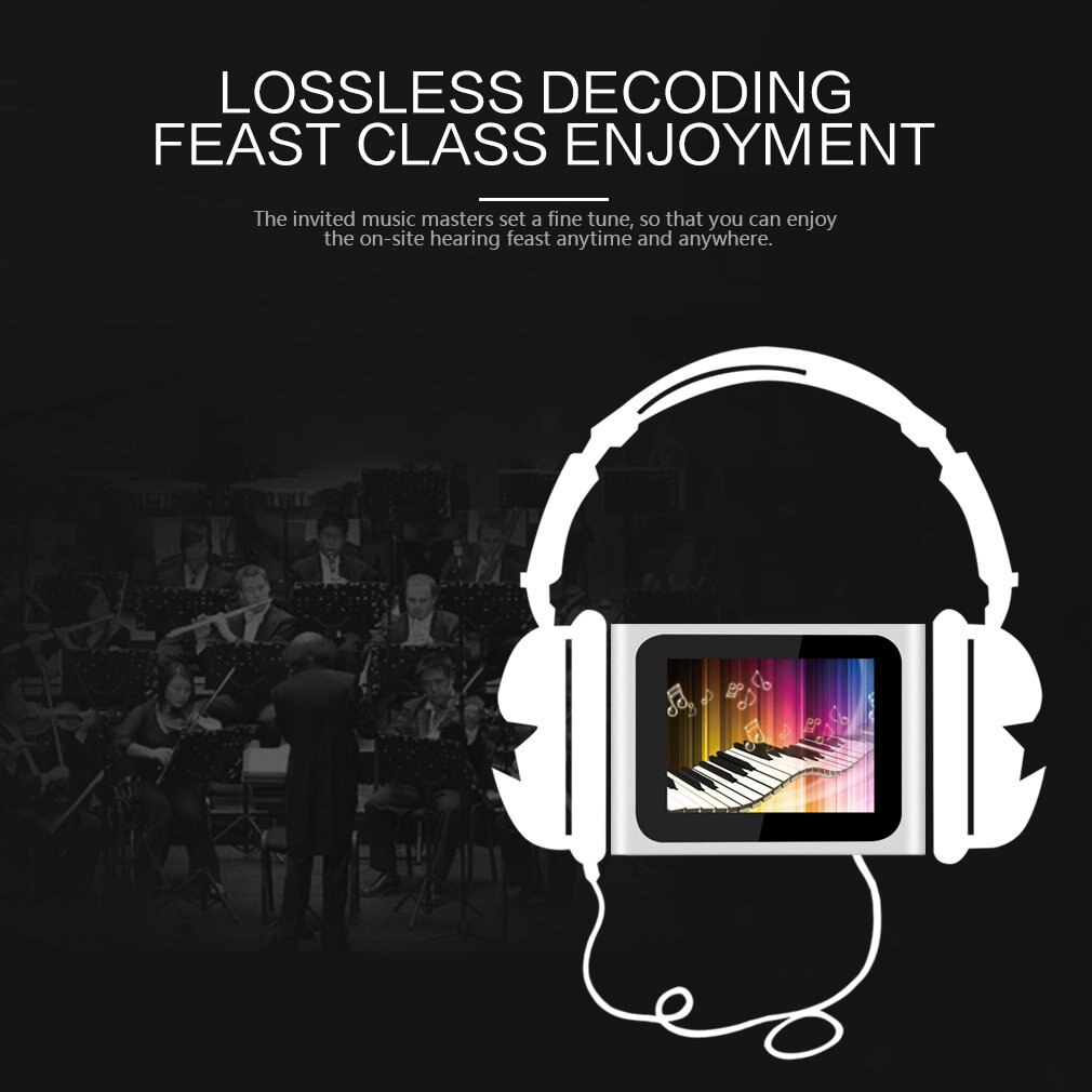 Portable Size 1.8 Inch LCD Screen Display 6th Generation Music Media Video Movie FM Radio MP4 Player Easy Carry