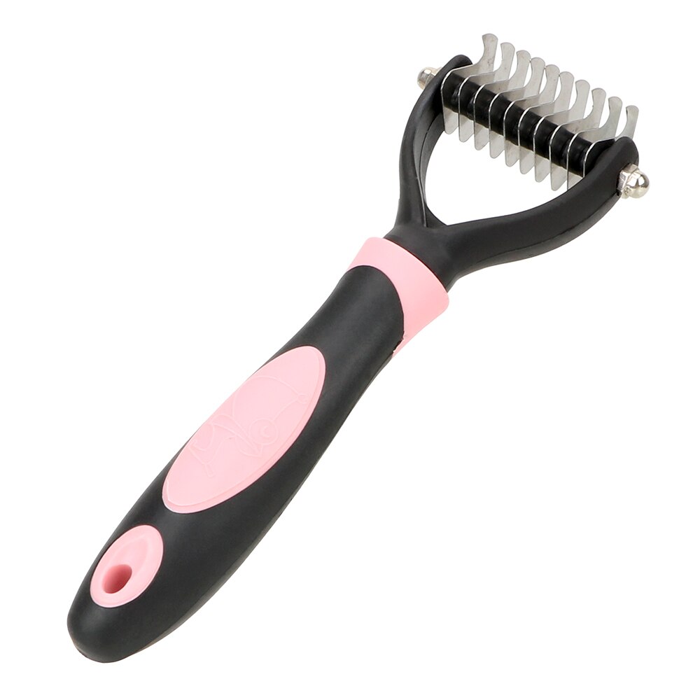 Sällskapsdjur päls knut cutter hund trimning fälla kratta hund katt hårborttagning kam furmins husdjur borste grooming verktyg: Rosa