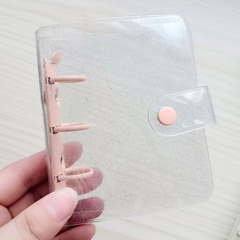 3 Rings Loose-leaf Shell Binder Cover Photo Album Cover Notebook Cover Photo Organizer School Stationery Mini Pocket