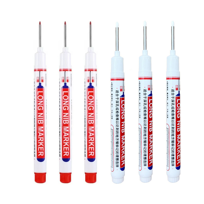 6pcs 20MM Red/Black/Blue/White/Green Ink Long Head Markers Bathroom Woodworking Decoration Multi-purpose Deep Hole Marker Pens: light green