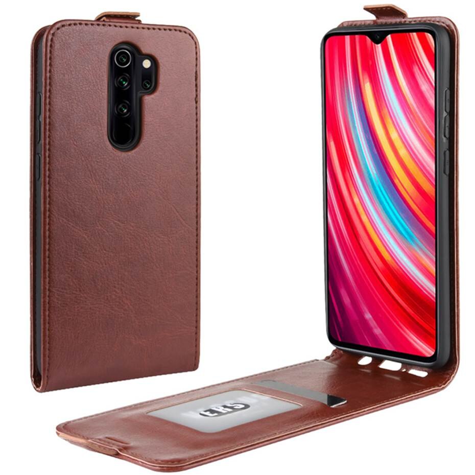 Luxe Verticale Flip Cover Voor Redmi Note 8 Pro Pu Leather Case Voor Xiaomi Redmi Note 8 Pro Coque Flip wallet Leather Case: Redmi Note 8 Pro / Brown