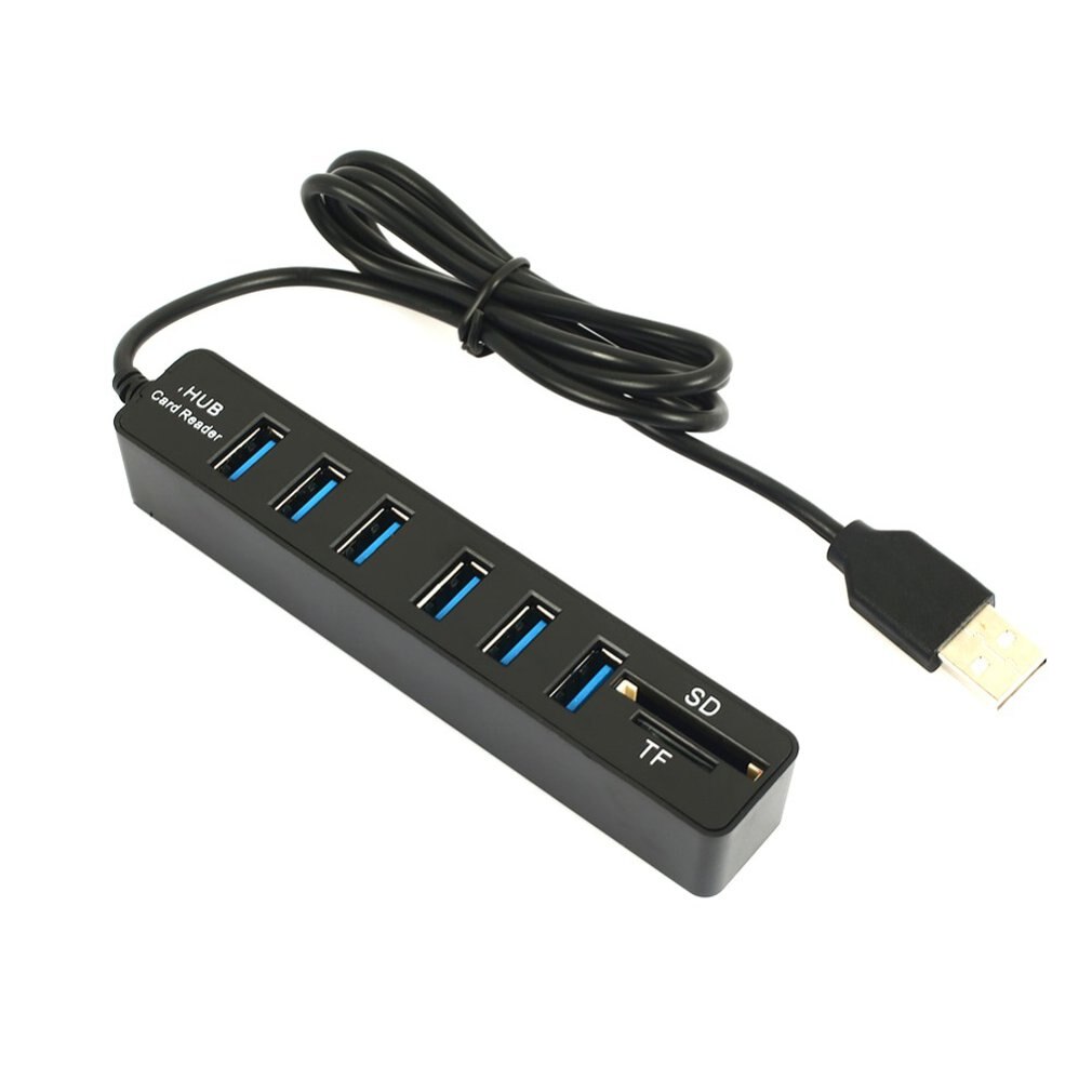 Mini Usb Hub 3.0 Multi Usb 3.0 Hub Usb Splitter 3 Port Hub Met Tf Sd Kaartlezer 6 Poort 2.0 Hab Adapter Voor Pc Accessoires: Black 6 Ports