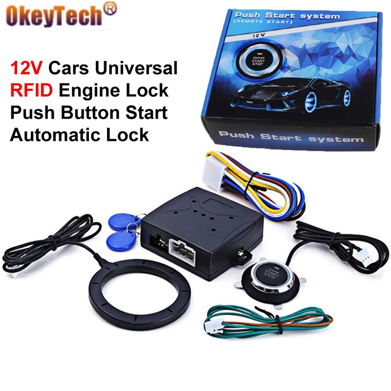 Automatische Lock Rfid Sensing Keyless Entry Auto Smart Een Drukknop Start Stop Systeem Anti-Diefstal Alarm Universele Voor 12V Auto