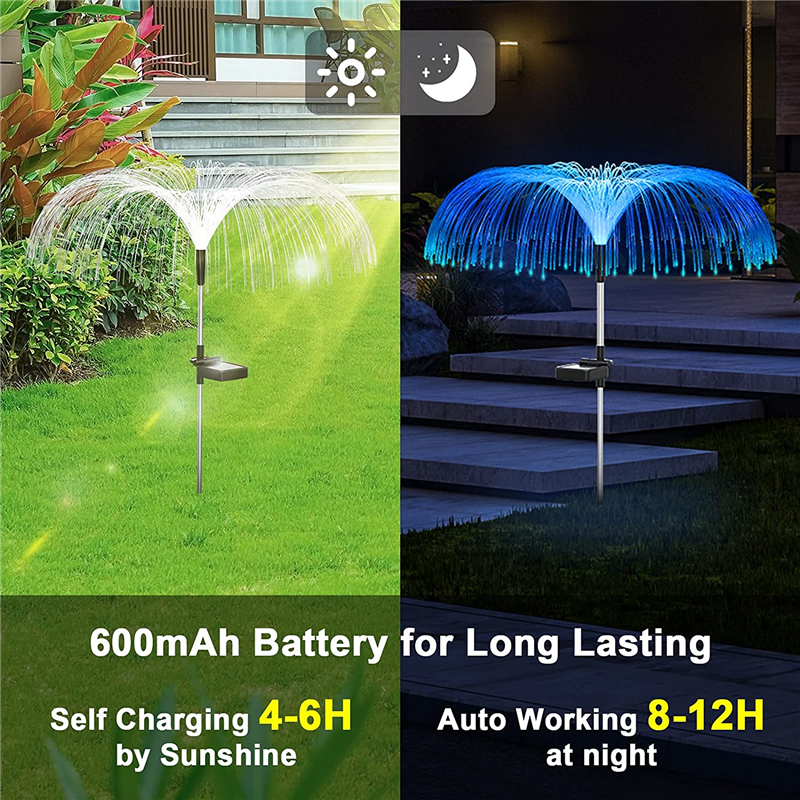 Solar Jellyfish Lights Waterproof Garden Lights Fiber Optic Lights Luminous Charging Garden Decorative Lights