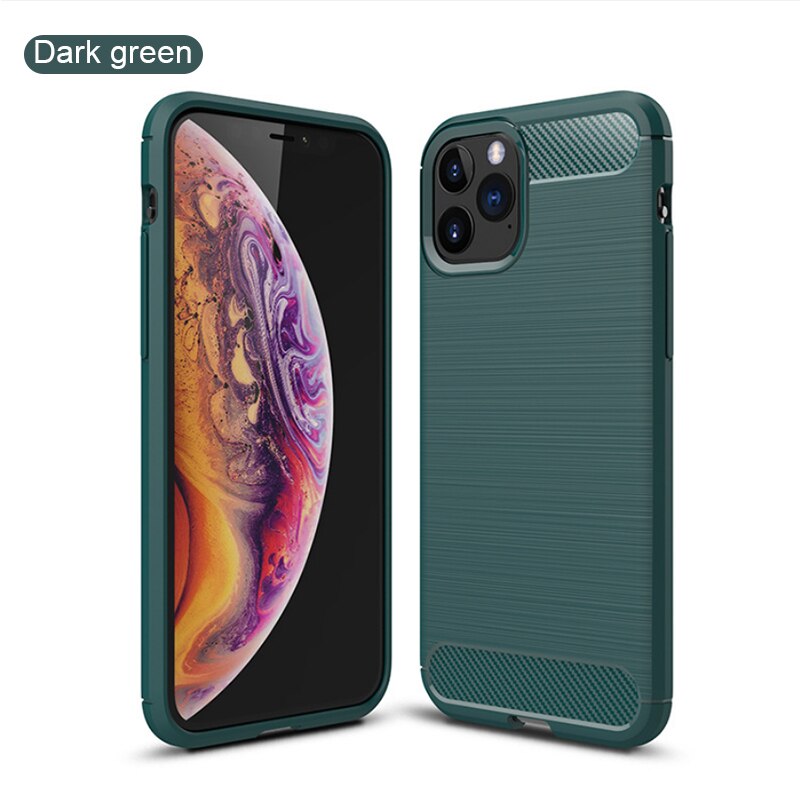 Suitable for iphoneSE protective cover mobile phone shell apple xs max carbon fiber 11pro mobile phone anti-fall cover: Dark green