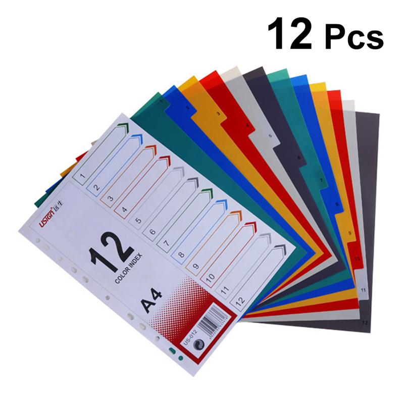 12Pcs Page Divider Colorful Classification Page Tab for Notebook Memo (A4): Default Title