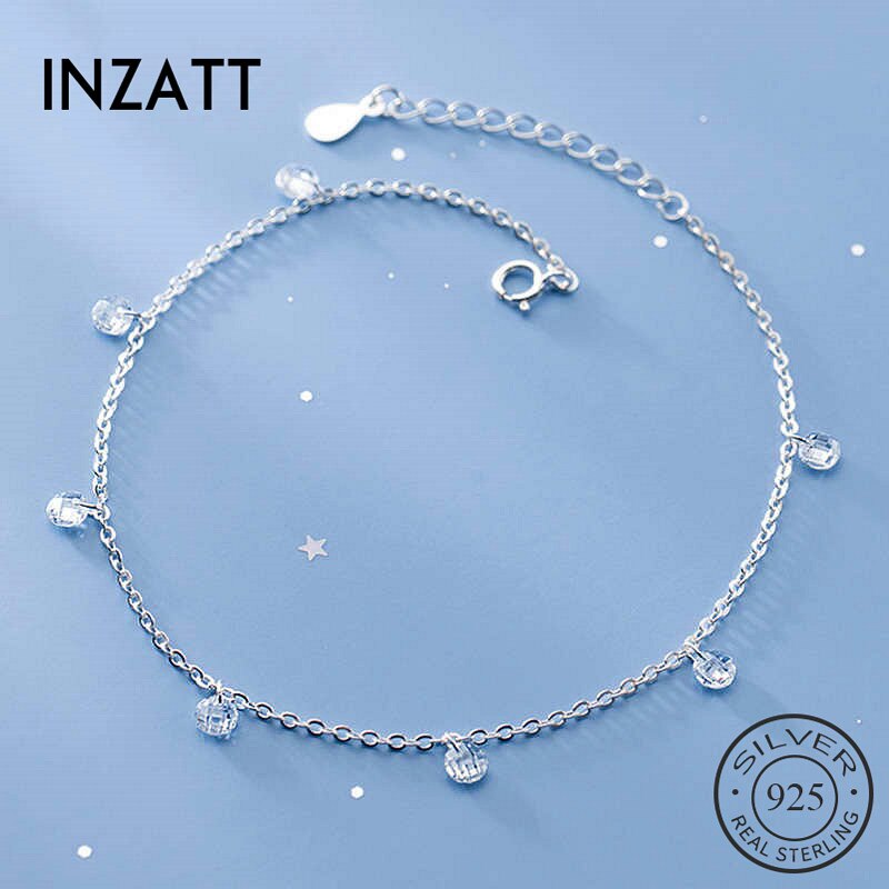 INZATT Echt 925 Sterling Silber Zirkon Fußkettchen Für Frauen Party Nette Feine Schmuck Minimalistischen Zubehör