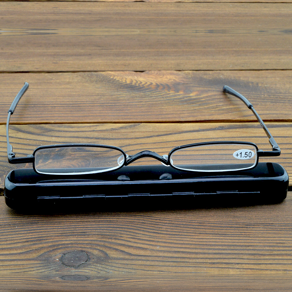 Alloy Super Narrow Portable Reading Glasses Include Metal Portable Pen Type Glasses Case +0.75 +1 +1.25 +1.5 +1.75 To +4