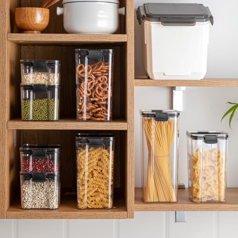 1800ml Dry Food Storage Box Food Containers Transparent Stackable Kitchen Spaghetti Noodles Sealed Tank Cans Organizers bottles