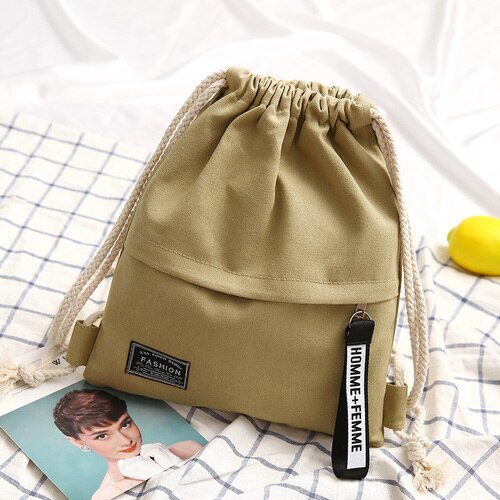 Prosty plecak dla kobiet moda brezentowy sznurek plecak Trend żeński plecak nastolatek plecak studencki plecak szkolny plecak: style B Khaki