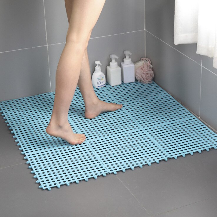 Alfombra antideslizante para baño, tapete de pies de empalme anticaída para cuarto de baño, alfombra impermeable para suelo: Azul