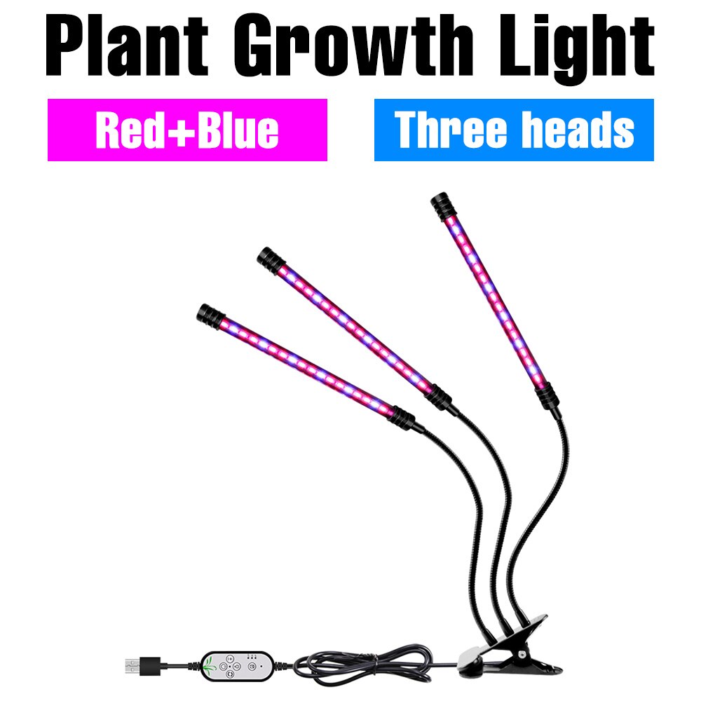 5v usb phyto lampe vokse lys led fuld spektrum lys plante voksende lampe fitolampe til frøplanter blomst fitolampy vokse telt boks: 3 hoveder 27w