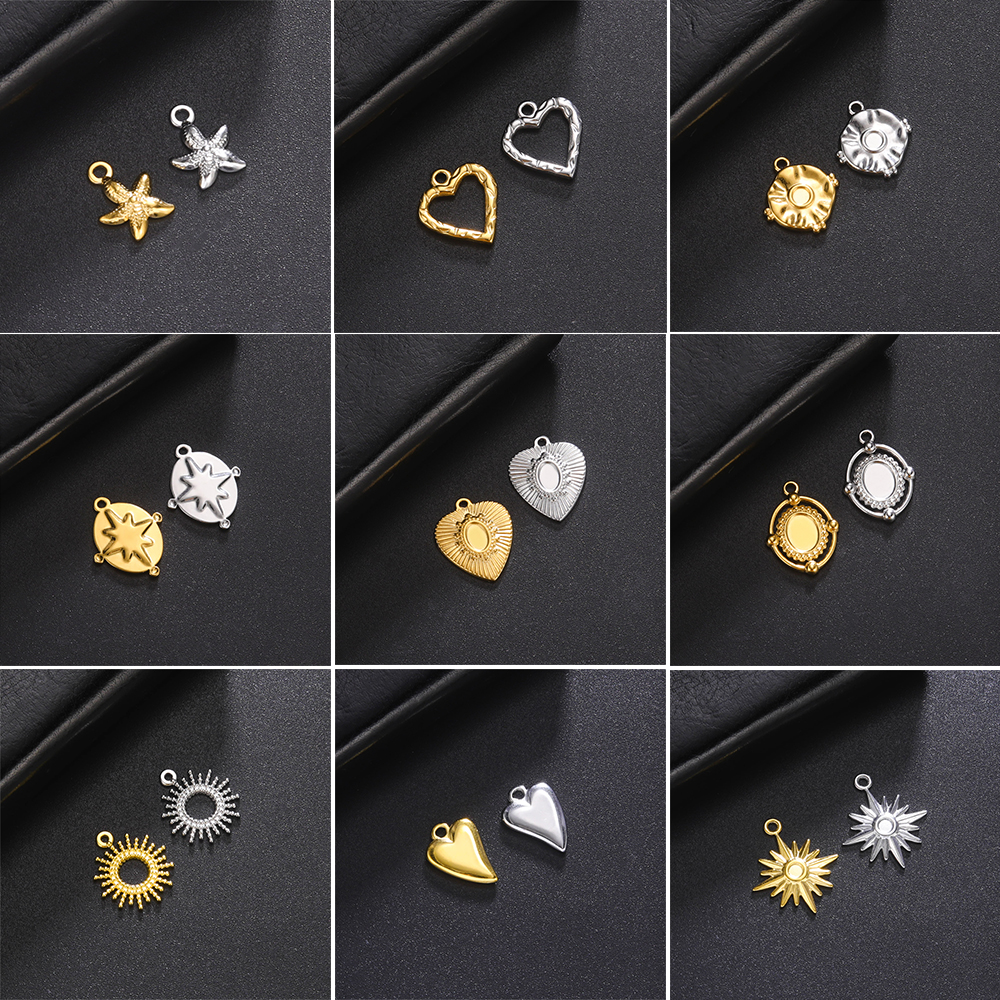 5 stks/partij Zeester Liefde Harten Bedels Voor Handgemaakte Sieraden Diy Rvs Kettingen Armbanden Hangers Accessoires