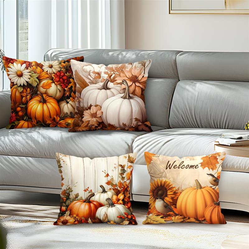 Herfst Pompoen Kussens Kussensloop Gedrukt Polyester 45x45cm Sierkussen Cover Decoratieve Sofa Kussen Kussensloop Home Decor