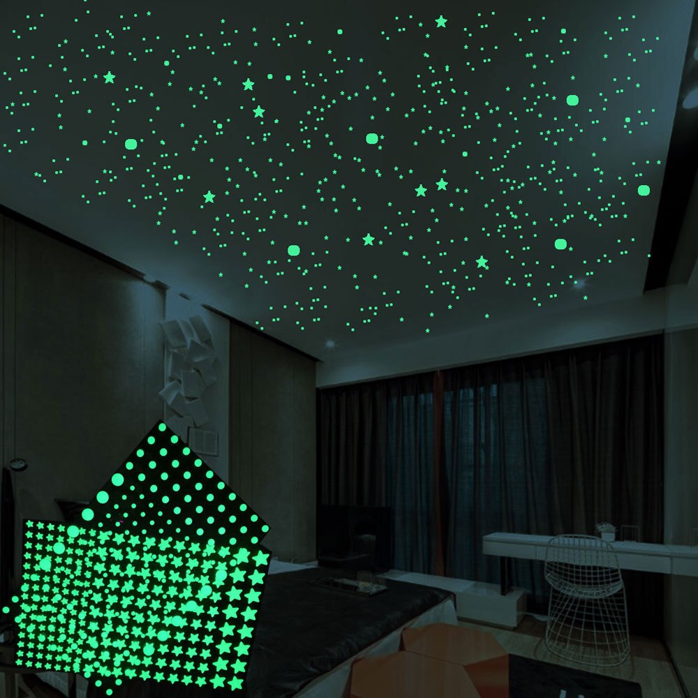 Starry Sky Glowing Stickers Set Home Decor Glow In The Dark Stars Wall Switch Glass Window Sticker Bedroom Decoration