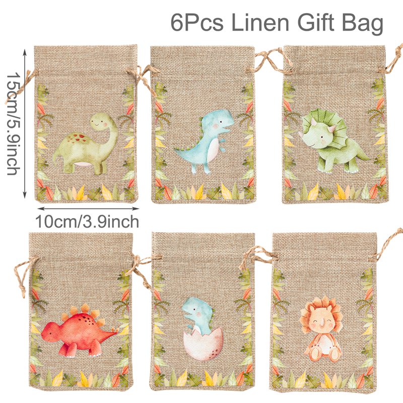 Sacs à bonbons animaux de la Jungle, 6 pièces, décoration de fête d'anniversaire Safari pour enfants sauvages un arc-en-ciel papillon dinosaure Biscuit sac d'emballage: plum
