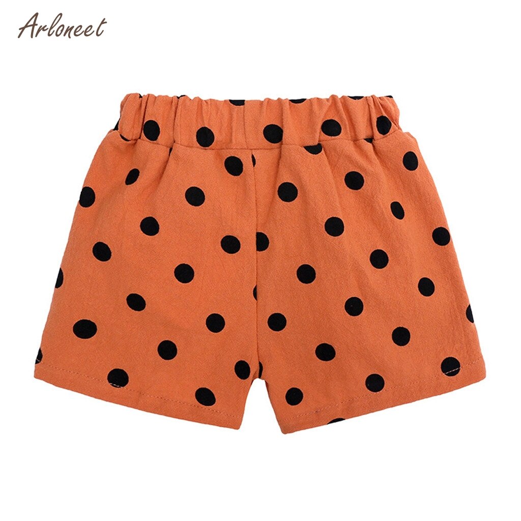 ARLONEET – short en coton à pois pour bébés filles, vêtements de plage, en dentelle, nœud papillon, ample, taille élastique, pantalons courts, été,