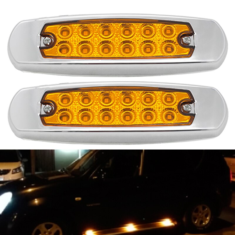 10pcs 12 LED Truck Lorries Bus Clearance Side Marker Indicators Light yellow Cab Marker Trailer Marker Lights 12v 24v