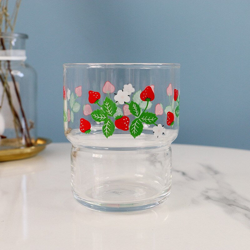 Koreanska små jordgubb glas ins retro glas frukost kopp jordgubbe kopp mjölk kopp värmebeständig vattenflaska vinglas: Jordgubbe