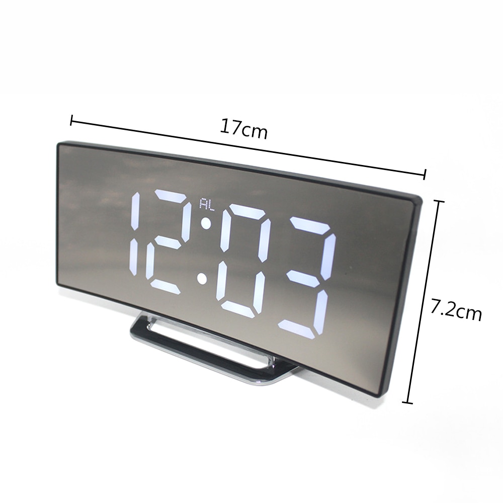 Digitale wekker 7 inch gebogen dimbaar led-scherm digitale klok voor kinderkamer groene grote cijfers klok lichtgewicht