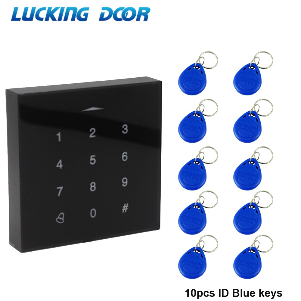 125khz RFID Card Access Control keypad EM card reader Door Lock opener wiegand 26 output keypad code door lock: T8 and 10 ID keys