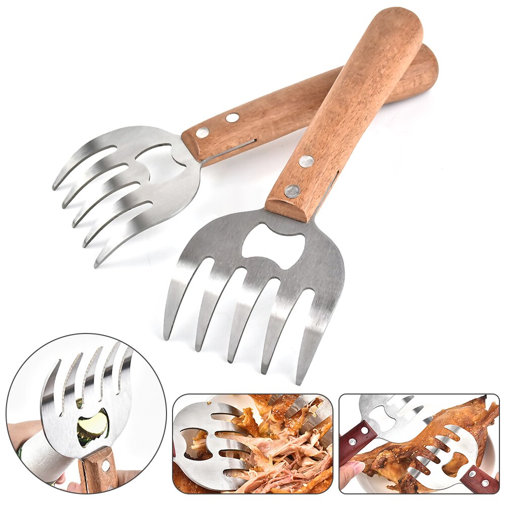 2 Pieces Meat Fork Shredder Claws BBQ Pulled Pork Meat Shredder Bear Claws Meat Handler Food Grill Accessories Barbecue Tool: Brown