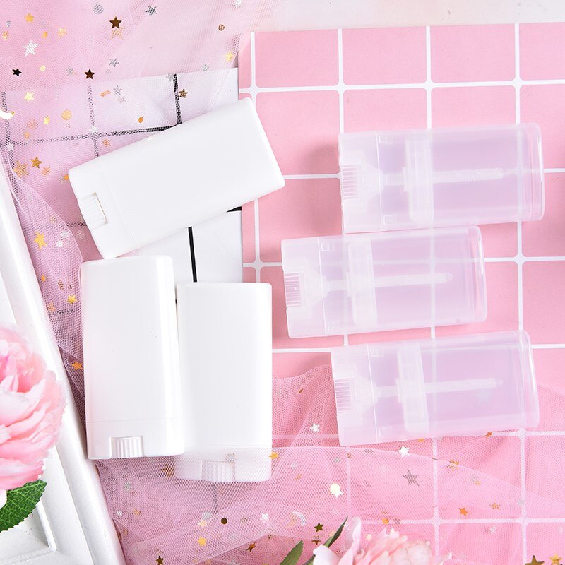 10 Stks/partij Draagbare Deodorant Containers Clear Witte Lippenstift Lip Buis Plastic Lege Diy Ovale Lippenbalsem Buizen