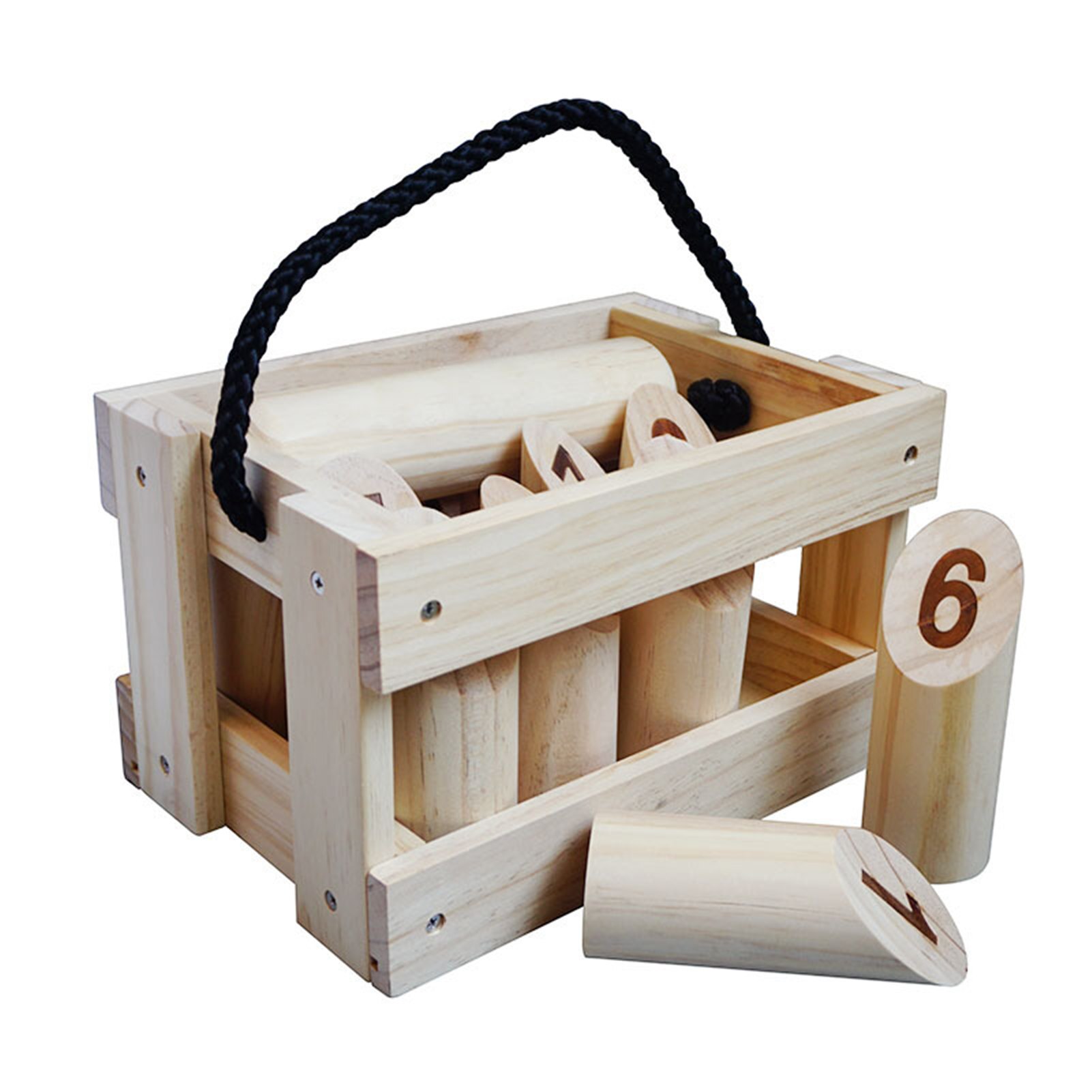 Holzwurfspiel-set mit zahlenblöcken, lustiges spielzeug für draußen, unterhaltung zu hause, hohes holz, rasenbowling-ähnliches spiel: Default Title