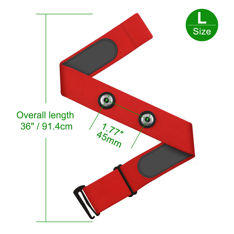 Coospo-correa para el pecho con Sensor de ritmo cardíaco, repuesto de correa suave elástica multicolor para Polar Wahoo Garmin: L-Red Strap