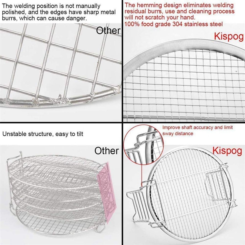 for Dehydrator Stand, Grill Stand Air Fryer with Five Stackable Layers Food Grade for Dehydrator Rack Stainless Steel Stand Acce