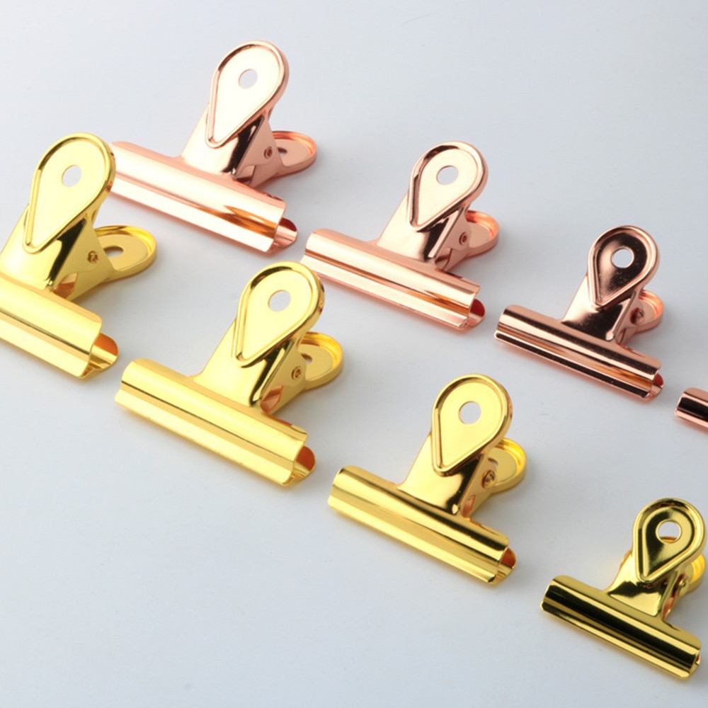 Gold & Rose Gold Heavy Duty Bulldog Clips Duckbill Clip Clamp for Office Bills or Household Kitchen Sealing Supplies 4 Sizes