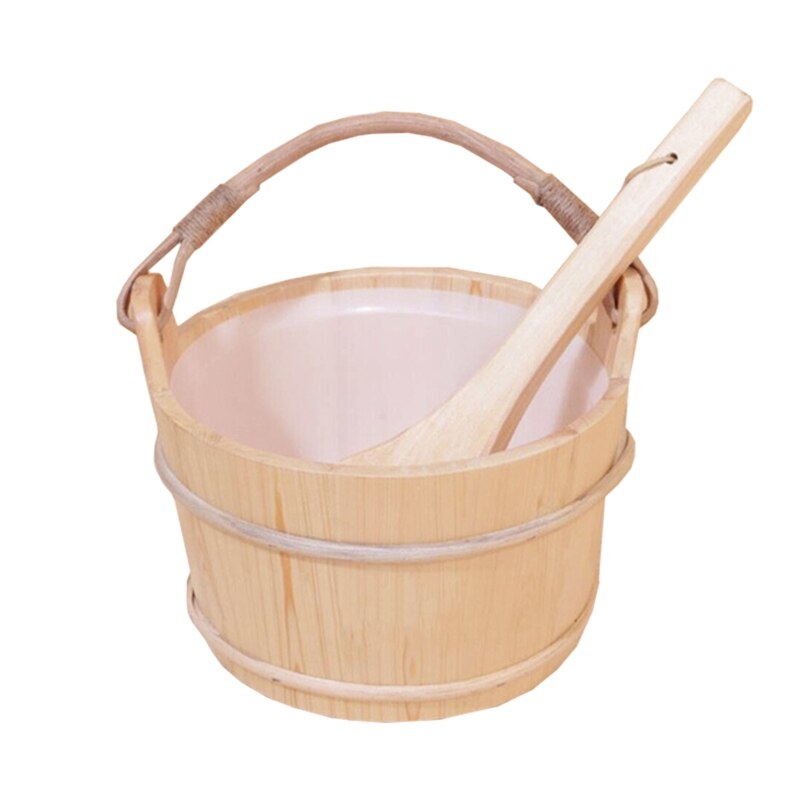 Sauna Bucket with ladle Sauna Accessories for steam Room , Sauna Bucket,Ladle, Plastic Liner Included